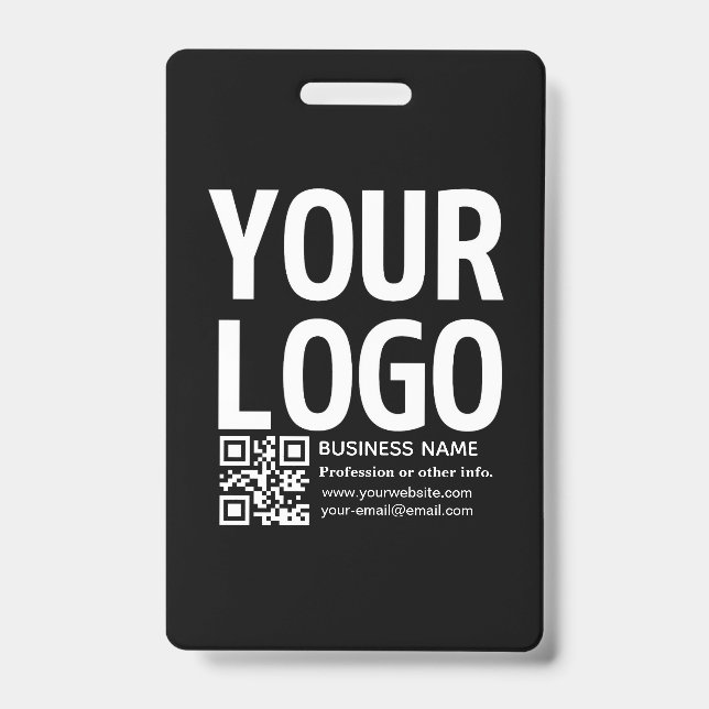 Your Logo w/Editable QR code & Text  Badge (Front)