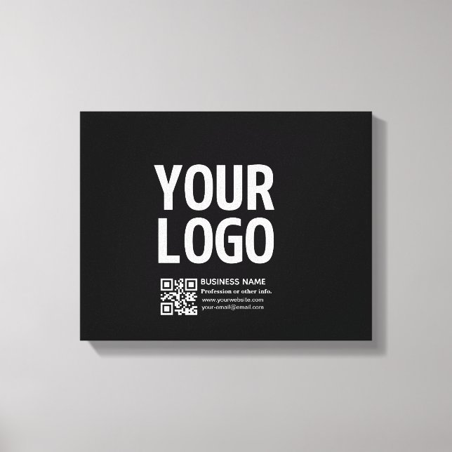 Your Logo w/Editable QR code & Text  Canvas Print (Front)
