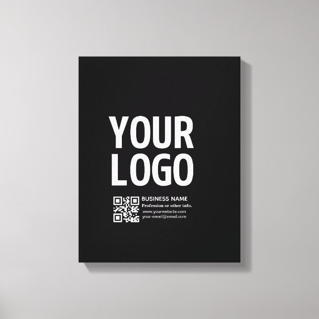 Your Logo w/Editable QR code & Text  Canvas Print (Front)