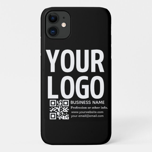 Your Logo w/Editable QR code & Text  Case-Mate iPhone Case (Back)