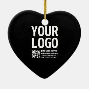 Your Logo w/Editable QR code & Text  Ceramic Ornament