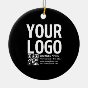 Your Logo w/Editable QR code & Text Ceramic Ornament