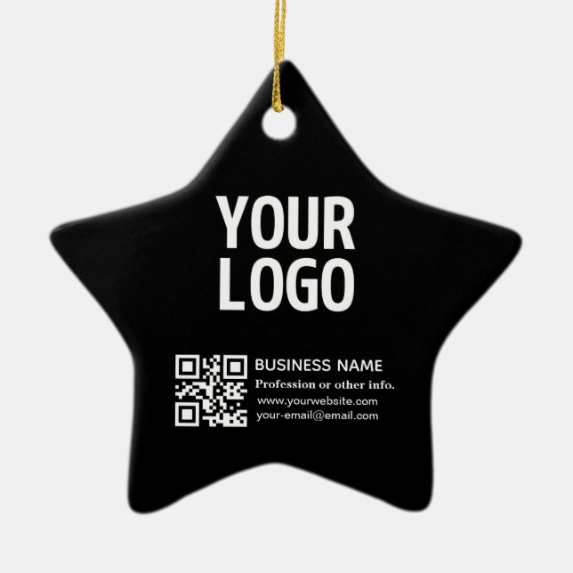 Your Logo w/Editable QR code & Text  Ceramic Ornament (Front)