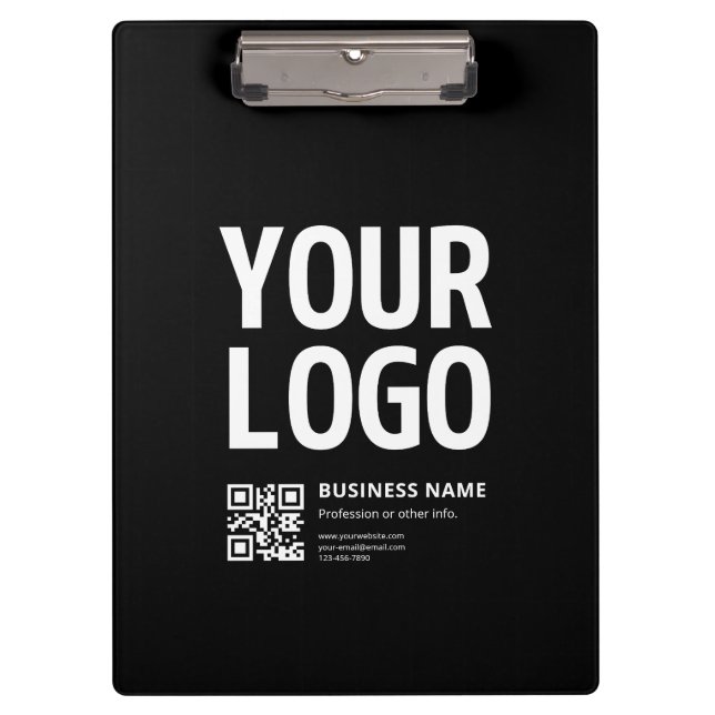Your Logo w/Editable QR code & Text Clipboard (Front)