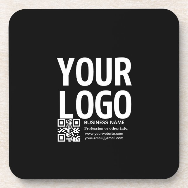 Your Logo w/Editable QR code & Text  Coaster (Front)