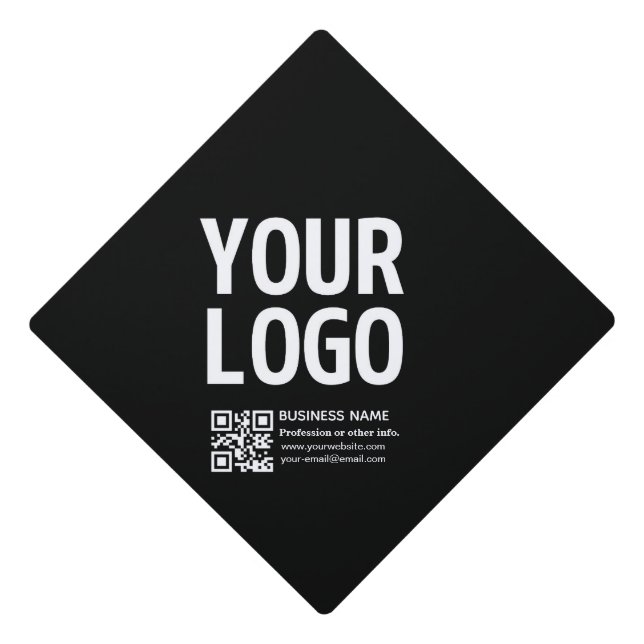 Your Logo w/Editable QR code & Text  Graduation Cap Topper (Front)