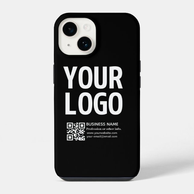 Your Logo w/Editable QR code & Text  iPhone Case (Back)