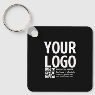 Your Logo w/Editable QR code & Text  Keychain