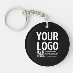 Your Logo w/Editable QR code & Text  Keychain