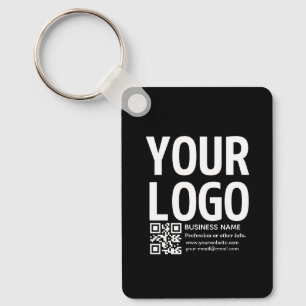 Your Logo w/Editable QR code & Text  Keychain