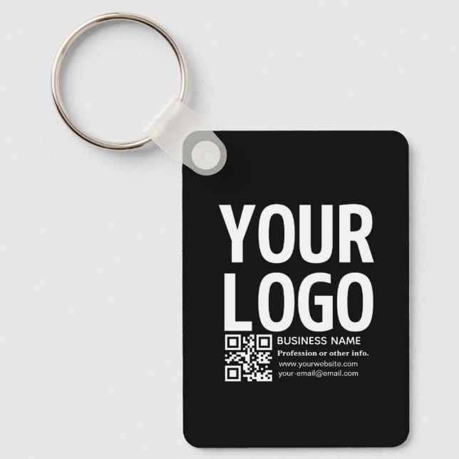 Your Logo w/Editable QR code & Text  Keychain (Front)
