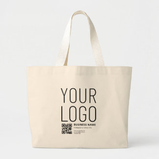 Your Logo w/Editable QR code & Text Large Tote Bag
