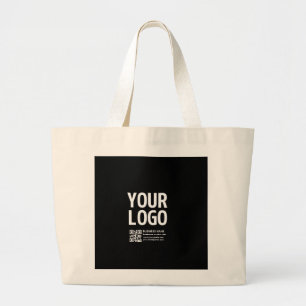 Your Logo w/Editable QR code & Text  Large Tote Bag