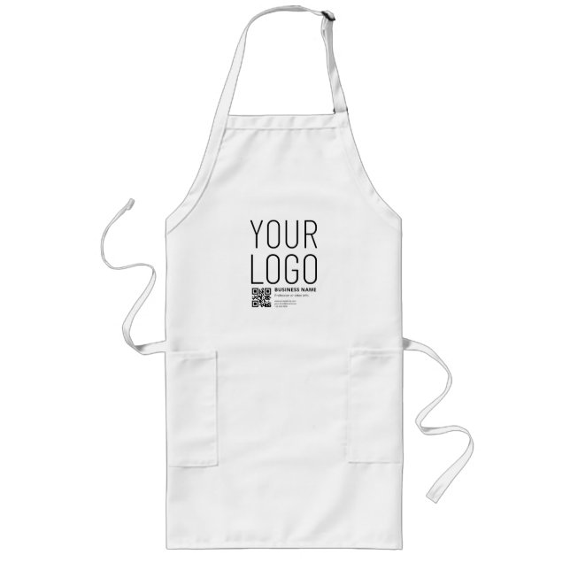 Your Logo w/Editable QR code & Text Long Apron (Front)