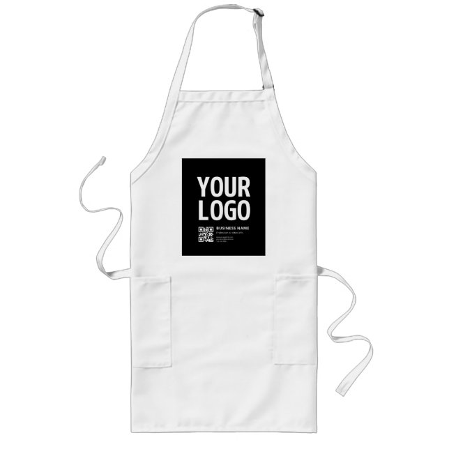 Your Logo w/Editable QR code & Text Long Apron (Front)