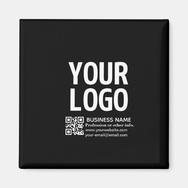 Your Logo w/Editable QR code & Text  Magnet (Front)
