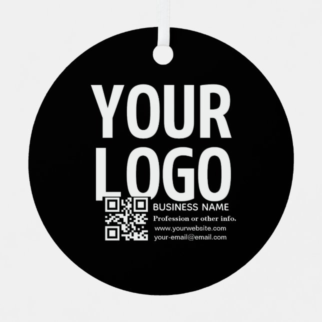 Your Logo w/Editable QR code & Text  Metal Ornament (Front)