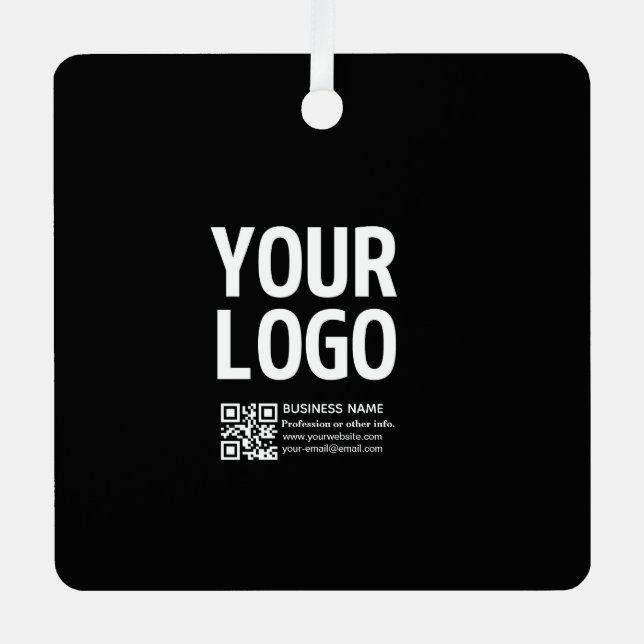Your Logo w/Editable QR code & Text  Metal Ornament (Front)