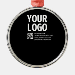 Your Logo w/Editable QR code & Text  Metal Ornament