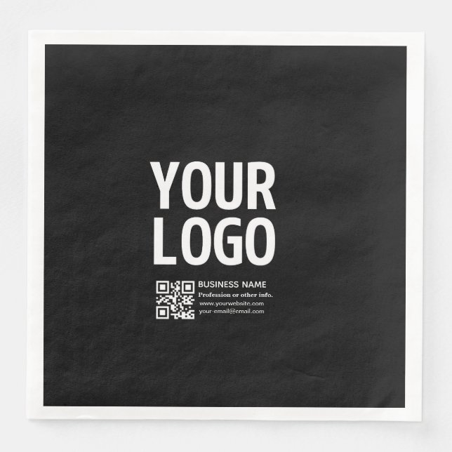 Your Logo w/Editable QR code & Text  Napkin (Front)