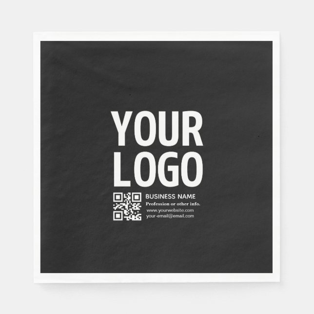 Your Logo w/Editable QR code & Text  Napkin (Front)