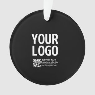 Your Logo w/Editable QR code & Text  Ornament