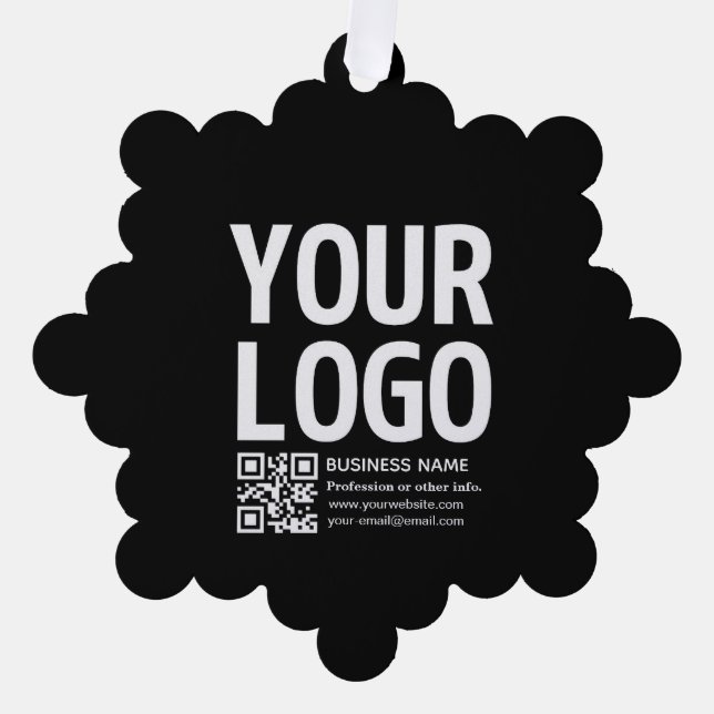 Your Logo w/Editable QR code & Text  Ornament Card (Front)