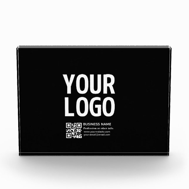Your Logo w/Editable QR code & Text  Photo Block (Front)