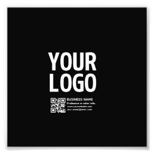 Your Logo w/Editable QR code & Text Photo Print