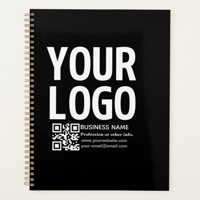 Your Logo w/Editable QR code & Text  Planner (Front)