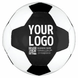 Your Logo w/Editable QR code & Text  Soccer Ball