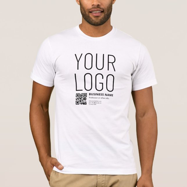 Your Logo w/Editable QR code & Text T-Shirt (Front)