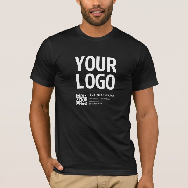 Your Logo w/Editable QR code & Text T-Shirt (Front)