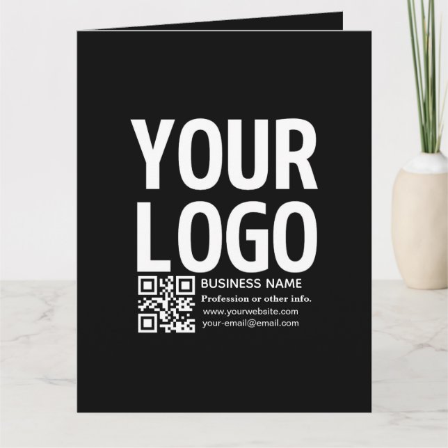 Your Logo w/Editable QR code & Text  Thank You Card (Front)