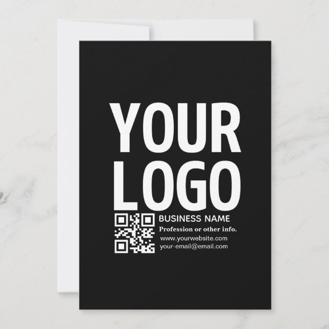 Your Logo w/Editable QR code & Text  Thank You Card (Front)