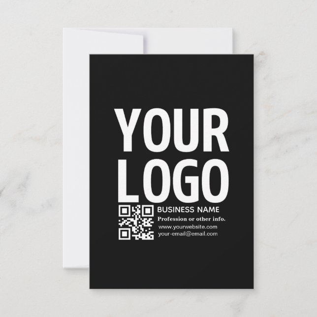 Your Logo w/Editable QR code & Text  Thank You Card (Front)