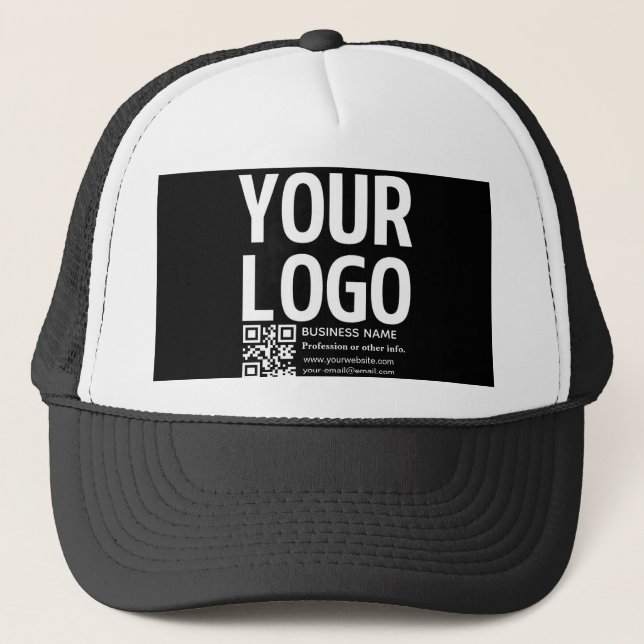 Your Logo w/Editable QR code & Text  Trucker Hat (Front)