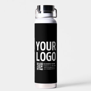 Your Logo w/Editable QR code & Text Water Bottle
