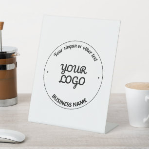 Your Logo with Editable Slogan & Business Name Pedestal Sign