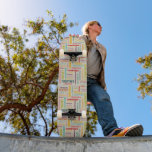 Your (Medium Length) Name is All Over This Skateboard<br><div class="desc">Create a very extremely personalized skateboard deck. Your custom name appears all over this skateboard in a collage of different fonts and lettering styles. Lettering in red, yellow, orange, lime green, turquoise, pink and purple is set against a light tan or cream coloured background. This style is ideally suited to...</div>