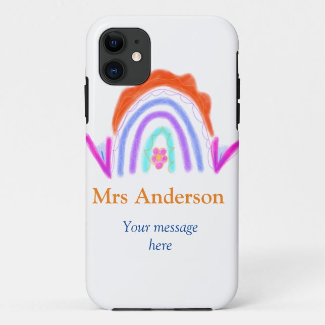 Your message e add text name rainbow teacher Case-Mate iPhone case (Back)