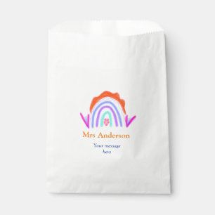 Your message e add text name rainbow teacher favour bag