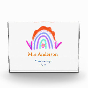 Your message e add text name rainbow teacher photo block