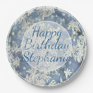 Your Message Frozen Frost Abstract Photo - Bokeh Paper Plate