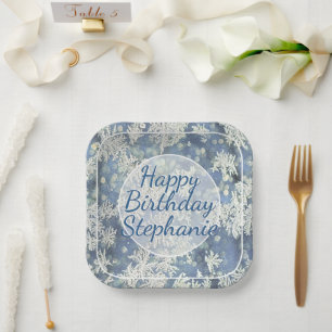 Your Message Frozen Frost Abstract Photo - Bokeh Paper Plate