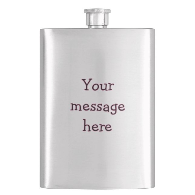Your message here add text name monogram image quo hip flask (Front)
