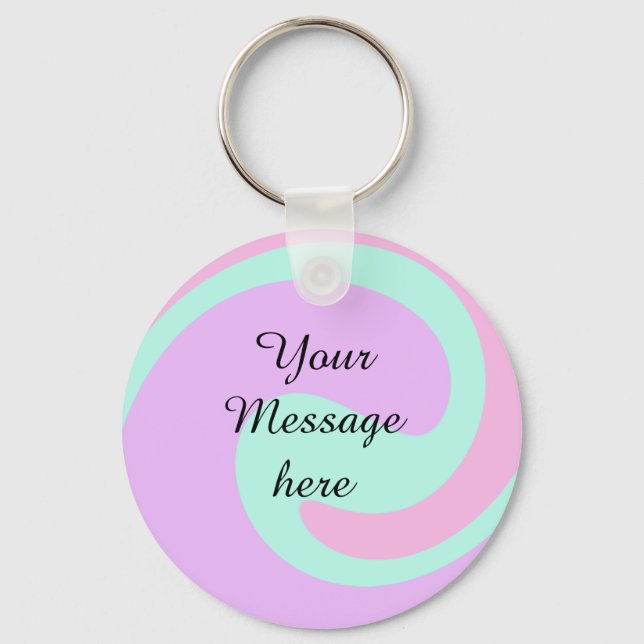Your message here add text name monogram pink past keychain (Front)