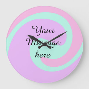 Your message here add text name monogram pink past large clock