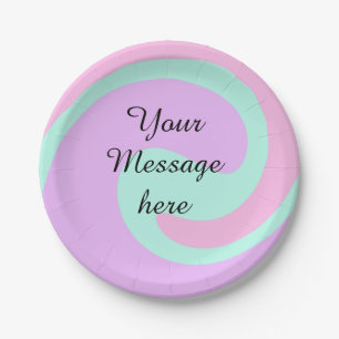 Your message here add text name monogram pink past paper plate