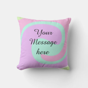 Your message here add text name monogram pink past throw pillow